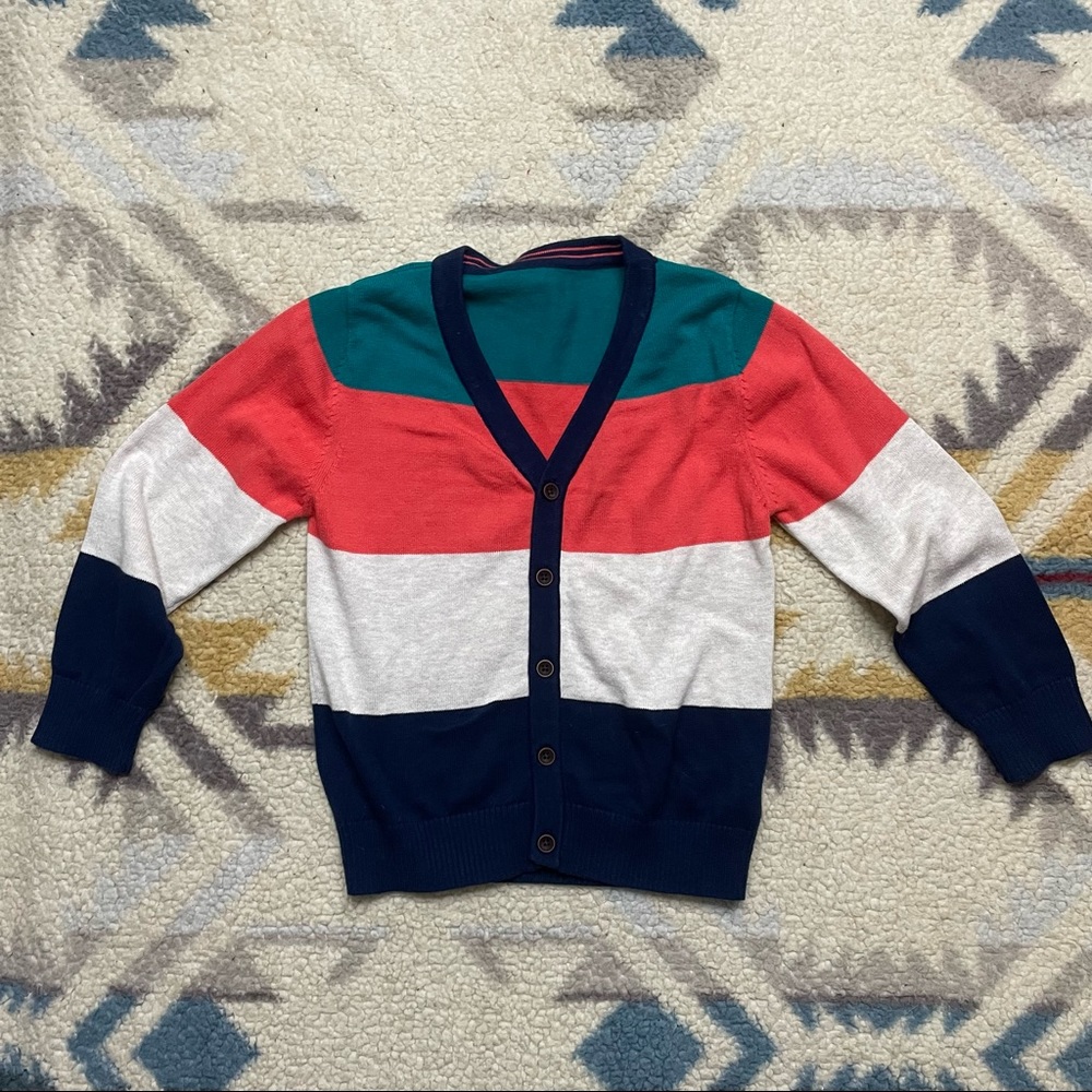 Kid 1234 STRIPED COTTON BUTTON CARDIGAN gender neutral sz EU 110 = US 4/5